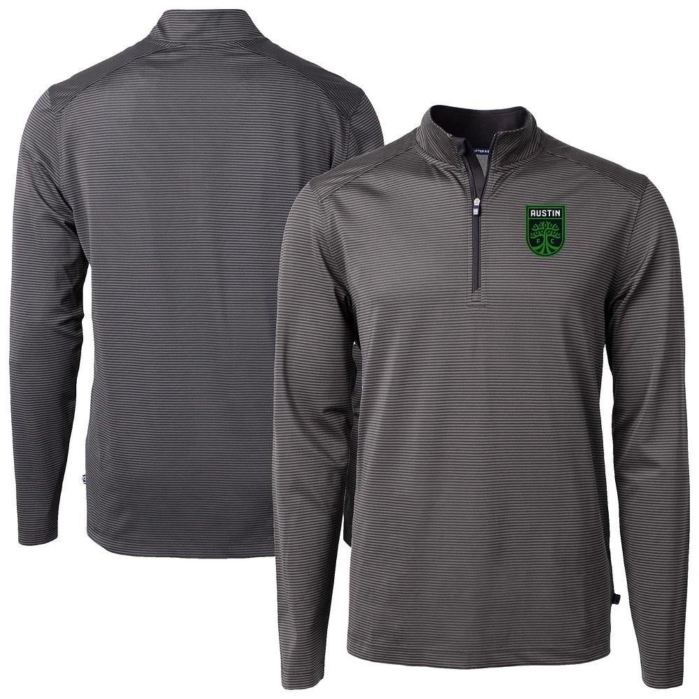 Men's Cutter & Buck Austin FC Big Tall Virtue Eco Pique Micro Stripe Recycled Quarter-Zip