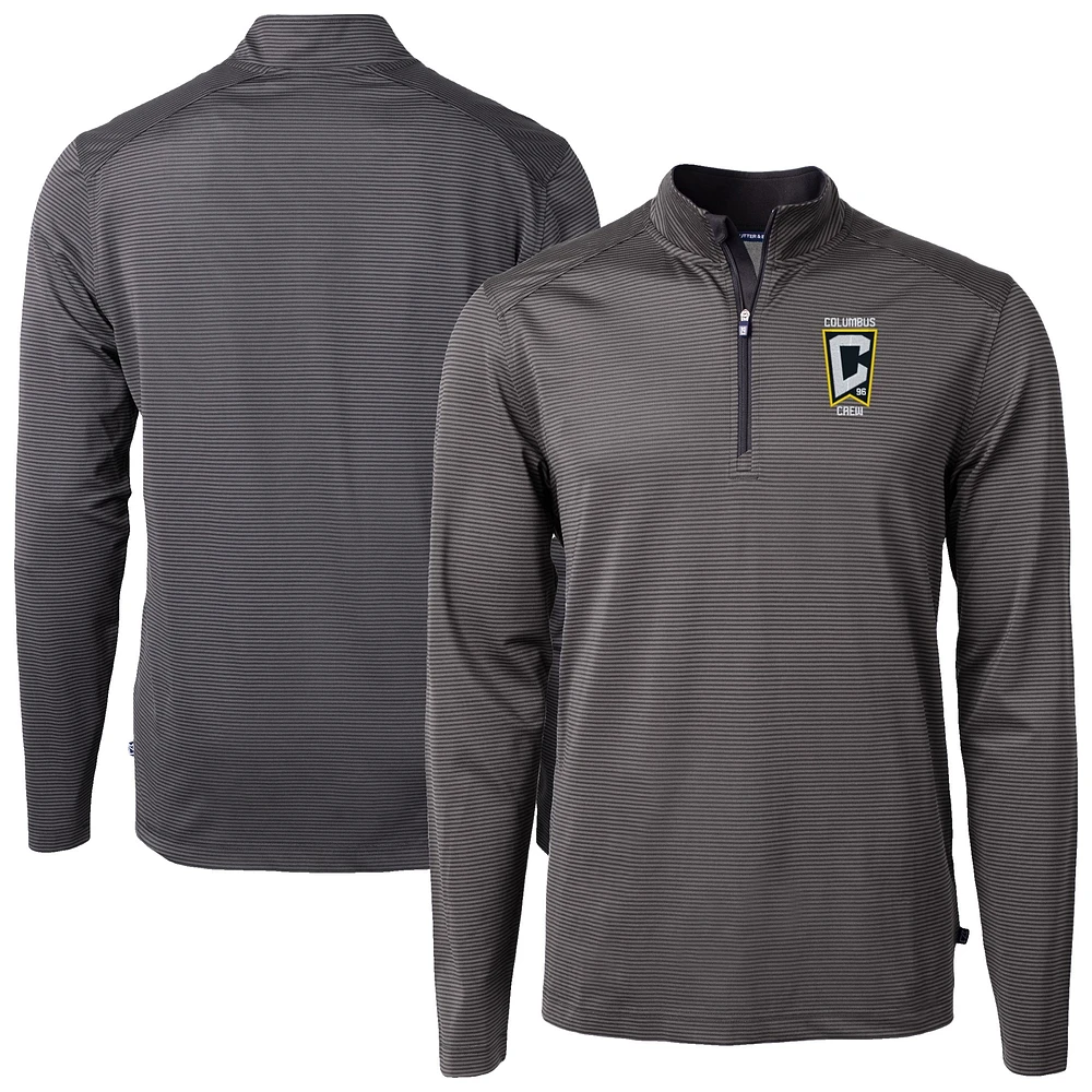 Men's Cutter & Buck Columbus Crew Big Tall Virtue Eco Pique Micro Stripe Recycled Quarter-Zip