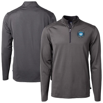 Men's Cutter & Buck Charlotte FC Big Tall Virtue Eco Pique Micro Stripe Recycled Quarter-Zip