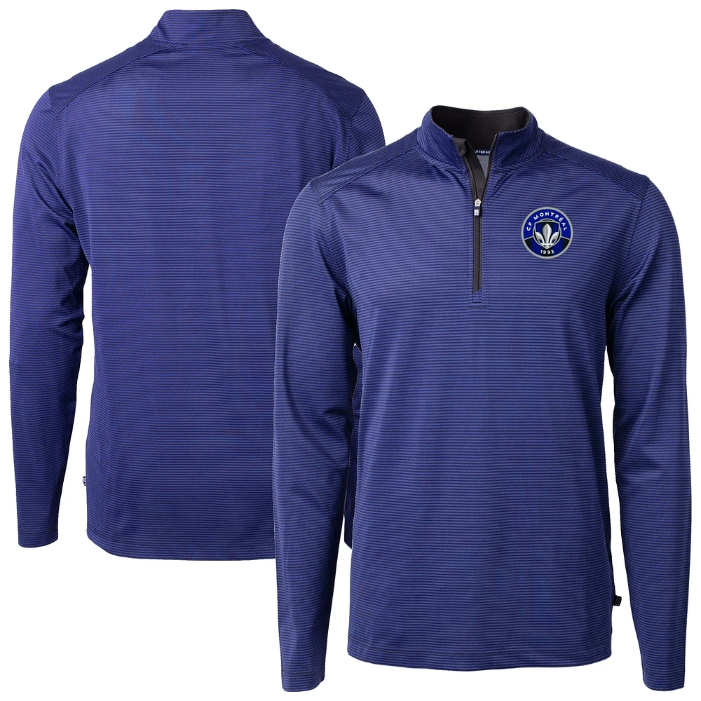 Men's Cutter & Buck CF Montreal Big Tall Virtue Eco Pique Micro Stripe Recycled Quarter-Zip