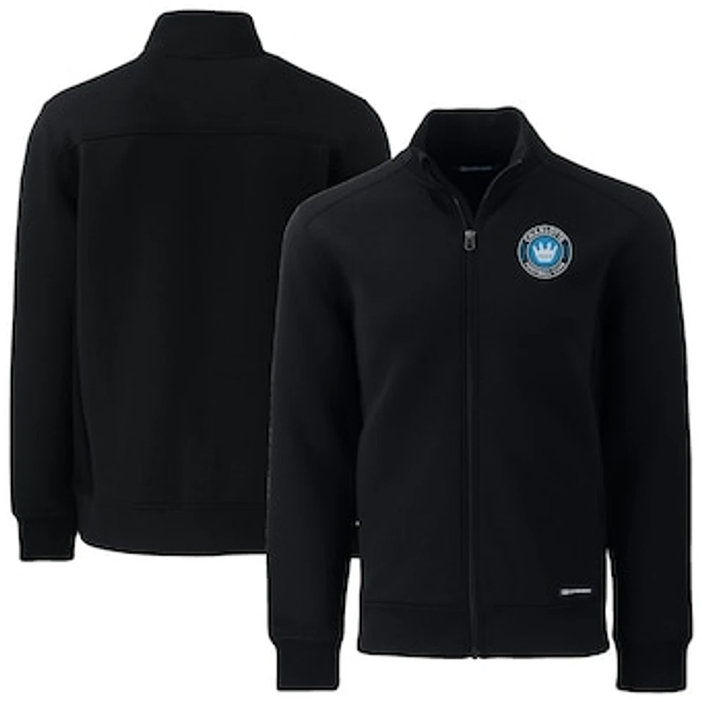 Men's Cutter & Buck Black Charlotte FC Big Tall Roam Eco Tri-Blend Recycled Full-Zip Jacket