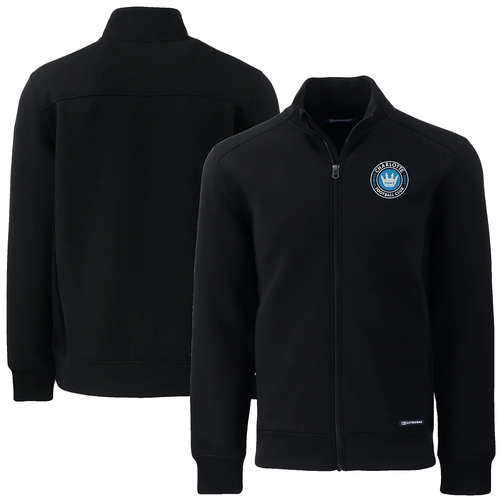 Men's Cutter & Buck Black Charlotte FC Big Tall Roam Eco Tri-Blend Recycled Full-Zip Jacket