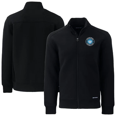 Men's Cutter & Buck Black Charlotte FC Big Tall Roam Eco Tri-Blend Recycled Full-Zip Jacket