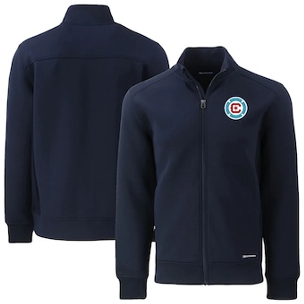Men's Cutter & Buck Navy Chicago Fire Big Tall Roam Eco Tri-Blend Recycled Full-Zip Jacket