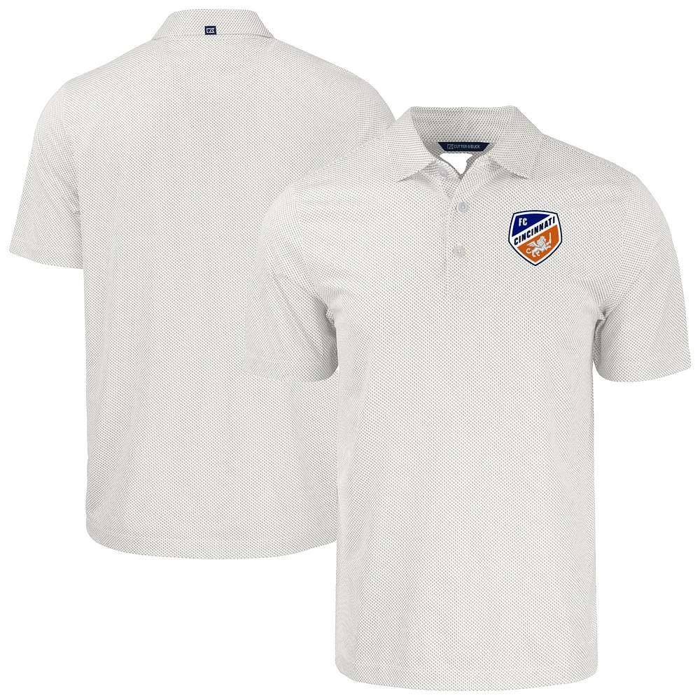 Men's Cutter & Buck White FC Cincinnati Big Tall Pike Eco Symmetry Print Stretch Recycled Polo