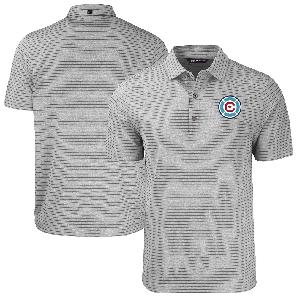 Men's Cutter & Buck Heather Chicago Fire Big Tall Forge Eco Stripe Stretch Recycled Polo
