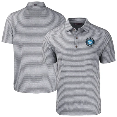 Men's Cutter & Buck Heather Charlotte FC Big Tall Forge Eco Stripe Stretch Recycled Polo