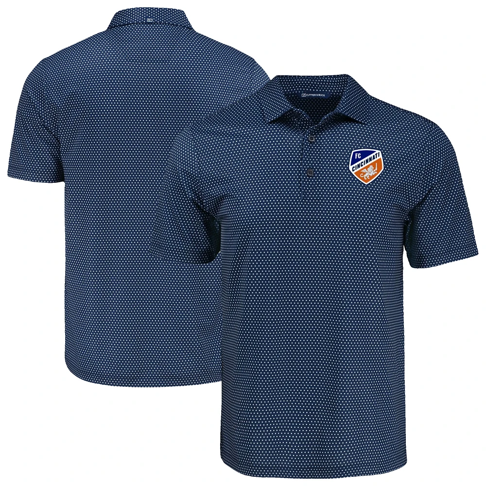 Men's Cutter & Buck Navy FC Cincinnati Big & Tall Pike Eco Shadow Check Print Recycled Polo