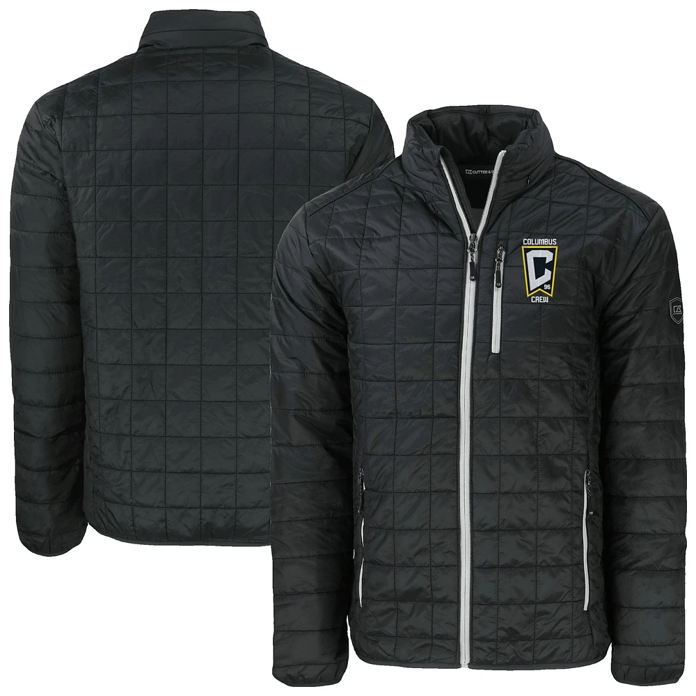 Men's Cutter & Buck Black Columbus Crew Big & Tall Rainier PrimaLoft Eco Insulated Full-Zip Puffer Jacket