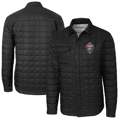 Men's Cutter & Buck Black Colorado Rapids Big Tall Rainier PrimaLoft Eco Insulated Full-Snap Quilted Shirt Jacket