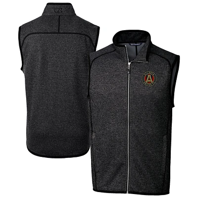 Men's Cutter & Buck Heather Charcoal Atlanta United FC Big Tall Mainsail Sweater-Knit Full-Zip Vest