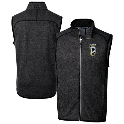 Men's Cutter & Buck Heather Charcoal Columbus Crew Big Tall Mainsail Sweater-Knit Full-Zip Vest