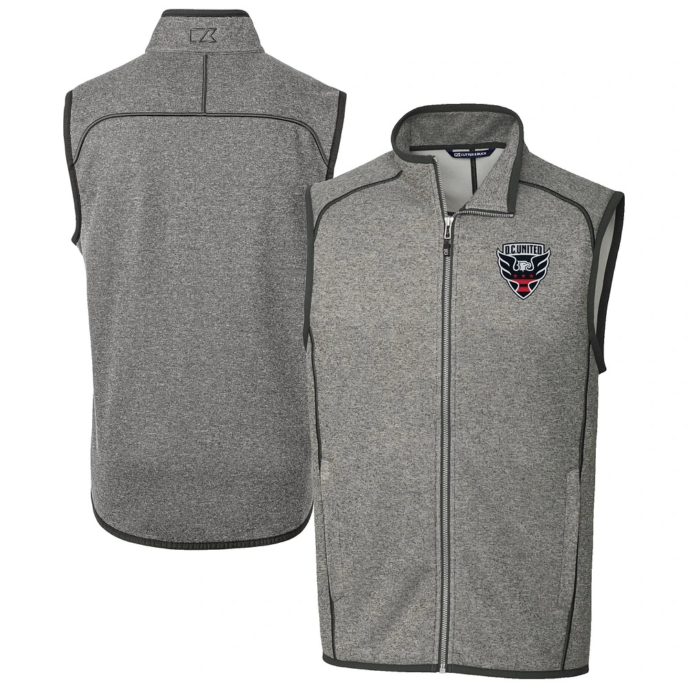 Men's Cutter & Buck Heather Gray D.C. United Big Tall Mainsail Sweater-Knit Full-Zip Vest