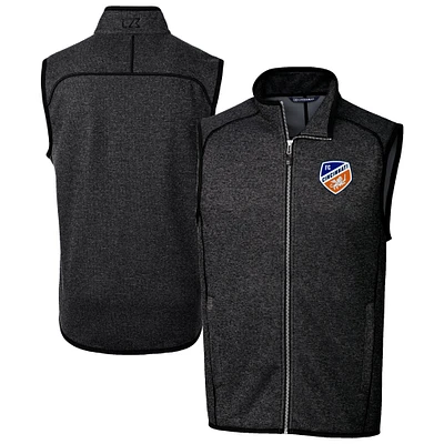 Men's Cutter & Buck Heather Charcoal FC Cincinnati Big Tall Mainsail Sweater-Knit Full-Zip Vest