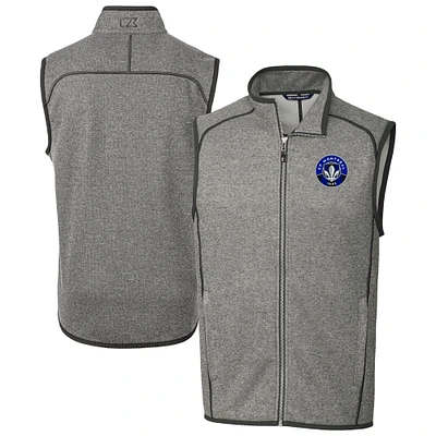 Men's Cutter & Buck Heather Gray CF Montreal Big & Tall Mainsail Sweater-Knit Full-Zip Vest