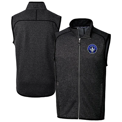 Men's Cutter & Buck Heather Charcoal CF Montreal Big Tall Mainsail Sweater-Knit Full-Zip Vest