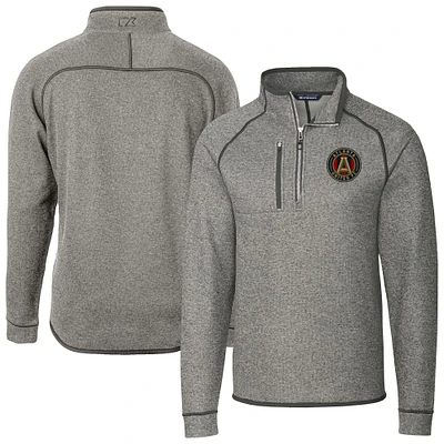 Men's Cutter & Buck Heather Gray Atlanta United FC Big Tall Mainsail Sweater-Knit Half-Zip Pullover Top