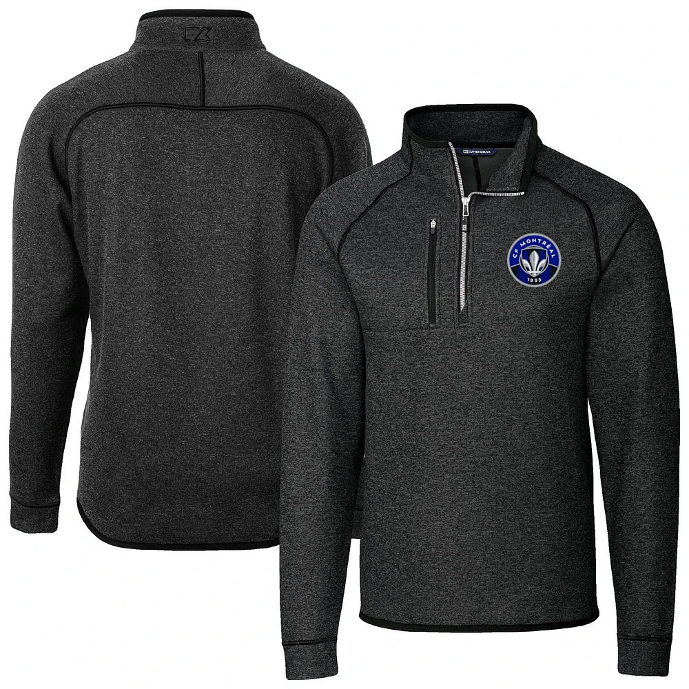 Men's Cutter & Buck Heather Charcoal CF Montreal Big Tall Mainsail Sweater-Knit Half-Zip Pullover Top
