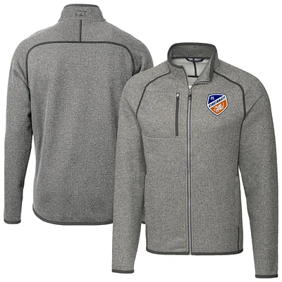 Men's Cutter & Buck Heather Gray FC Cincinnati Big Tall Mainsail Sweater-Knit Full-Zip Jacket