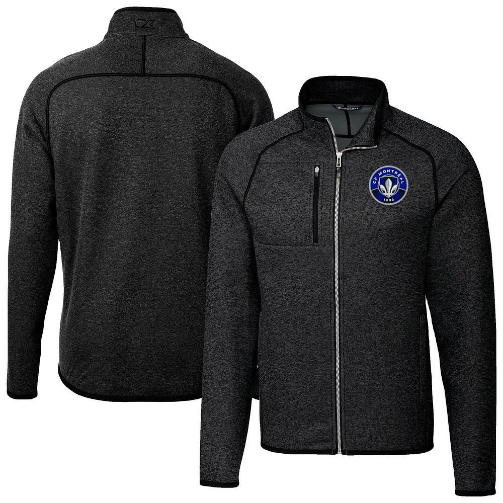 Men's Cutter & Buck Heather Charcoal CF Montreal Big Tall Mainsail Sweater-Knit Full-Zip Jacket