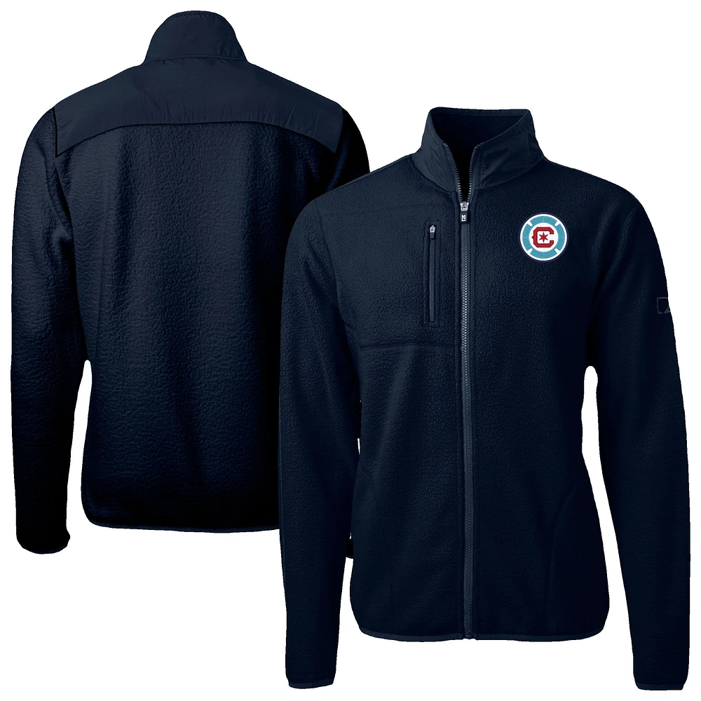 Men's Cutter & Buck Navy Chicago Fire Big Tall Cascade Eco Sherpa Fleece Full-Zip Jacket