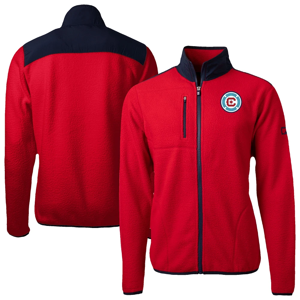 Men's Cutter & Buck Red Chicago Fire Big Tall Cascade Eco Sherpa Fleece Full-Zip Jacket