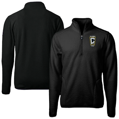 Men's Cutter & Buck Black Columbus Crew Big Tall Cascade Eco Sherpa Fleece Quarter-Zip Pullover Jacket