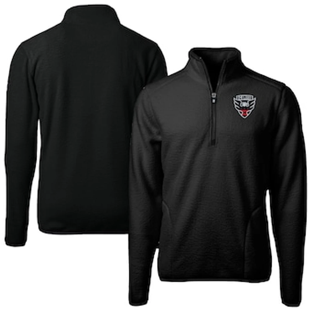 Men's Cutter & Buck Black D.C. United Big Tall Cascade Eco Sherpa Fleece Quarter-Zip Pullover Jacket