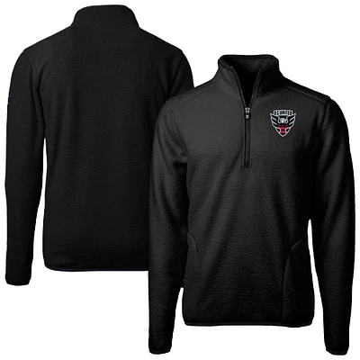 Men's Cutter & Buck Black D.C. United Big Tall Cascade Eco Sherpa Fleece Quarter-Zip Pullover Jacket