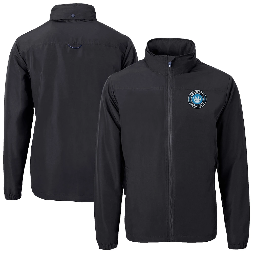 Men's Cutter & Buck Charlotte FC Big Tall Charter Eco Knit Recycled Full-Zip Hoodie Jacket