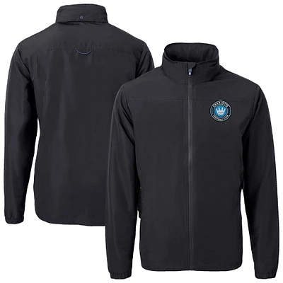 Men's Cutter & Buck Charlotte FC Big Tall Charter Eco Knit Recycled Full-Zip Hoodie Jacket