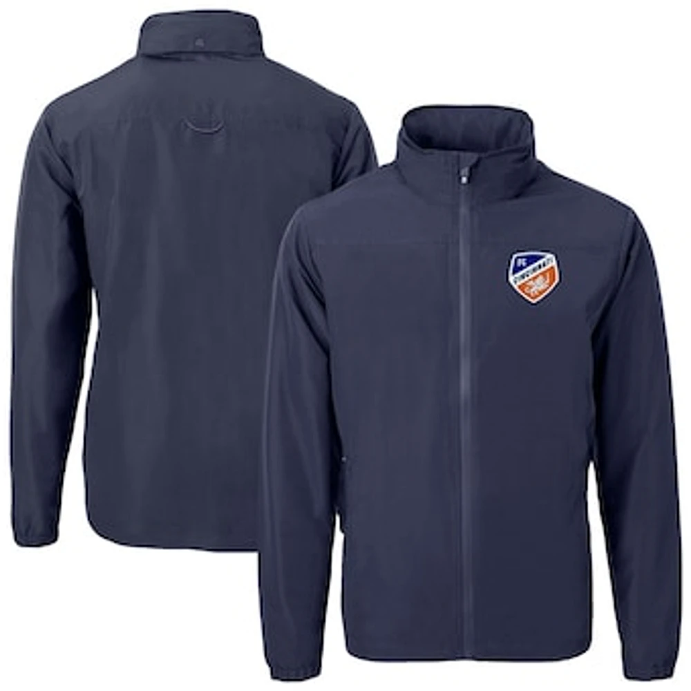 Men's Cutter & Buck Navy FC Cincinnati Big Tall Charter Eco Knit Recycled Full-Zip Hoodie Jacket