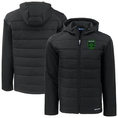 Men's Cutter & Buck Austin FC Big Tall Evoke Hybrid Eco Softshell Recycled Full-Zip Hoodie Jacket