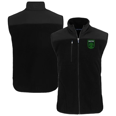 Men's Cutter & Buck Black Austin FC Big Tall Cascade Eco Sherpa Fleece Full-Zip Vest