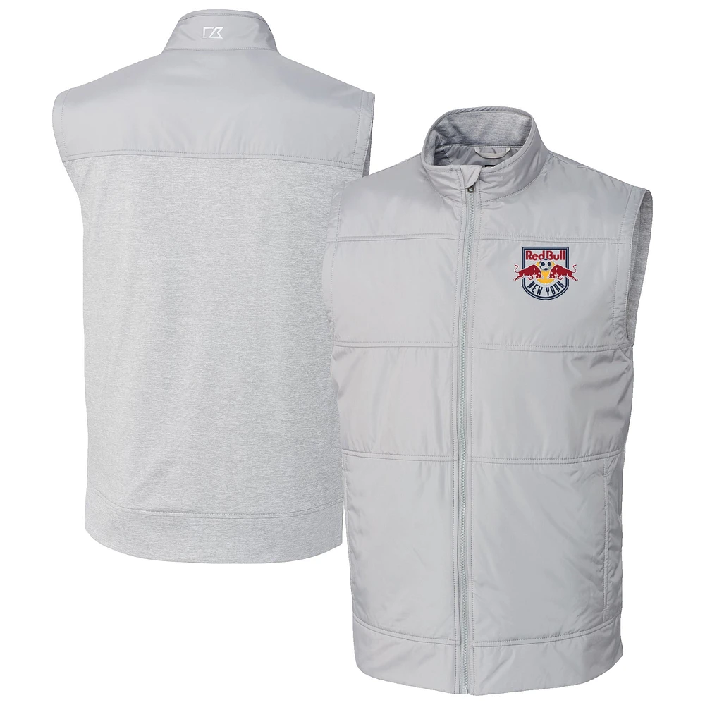 Men's Cutter & Buck Gray New York Red Bulls Big Tall Stealth Hybrid Quilted Windbreaker Full-Zip Vest