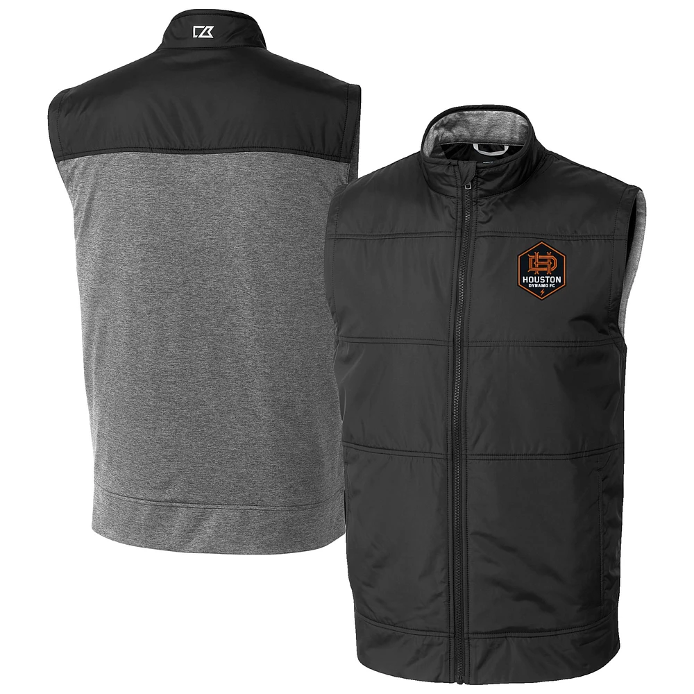 Men's Cutter & Buck Houston Dynamo FC Stealth Hybrid Quilted Windbreaker Full-Zip Vest