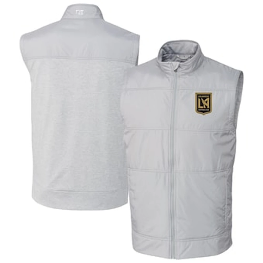 Men's Cutter & Buck Gray LAFC Big Tall Stealth Hybrid Quilted Windbreaker Full-Zip Vest