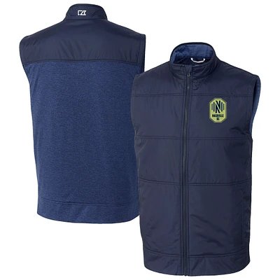 Men's Cutter & Buck Navy Nashville SC Stealth Hybrid Quilted Windbreaker Full-Zip Vest