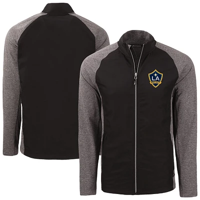 Men's Cutter & Buck Heather Black LA Galaxy Big Tall Adapt Eco Knit Hybrid Recycled Full-Zip Jacket