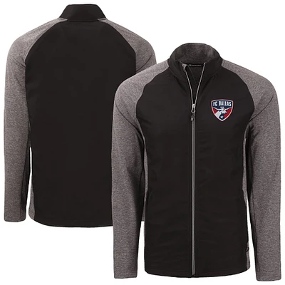 Men's Cutter & Buck Heather Black FC Dallas Big Tall Adapt Eco Knit Hybrid Recycled Full-Zip Jacket