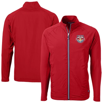Men's Cutter & Buck Red New York Bulls Adapt Eco Knit Hybrid Recycled Full-Zip Jacket