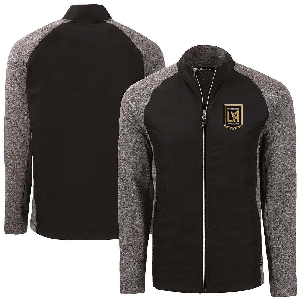 Men's Cutter & Buck Heather Black LAFC Big Tall Adapt Eco Knit Hybrid Recycled Full-Zip Jacket
