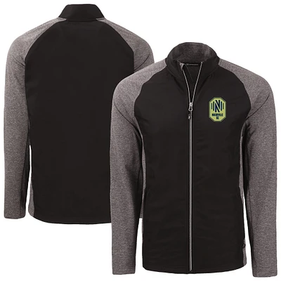 Men's Cutter & Buck Heather Black Nashville SC Big Tall Adapt Eco Knit Hybrid Recycled Full-Zip Jacket