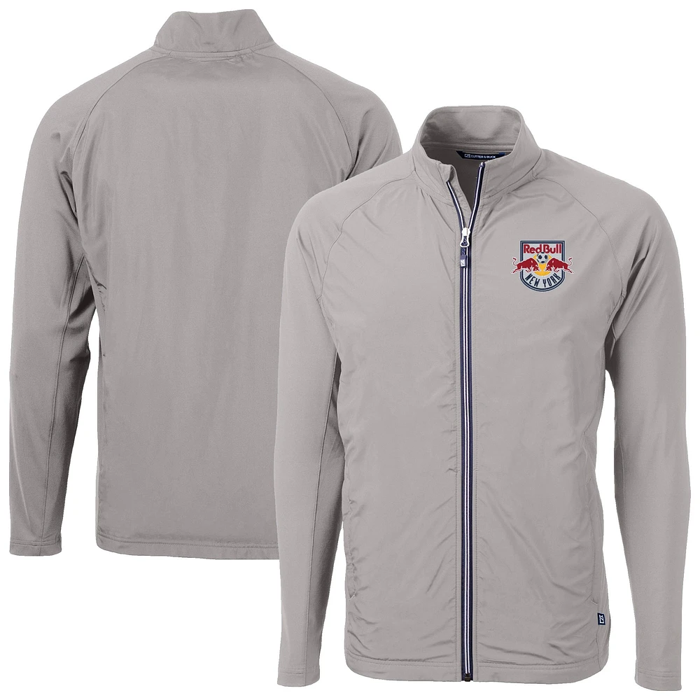Men's Cutter & Buck Gray New York Red Bulls Big Tall Adapt Eco Knit Hybrid Recycled Full-Zip Jacket
