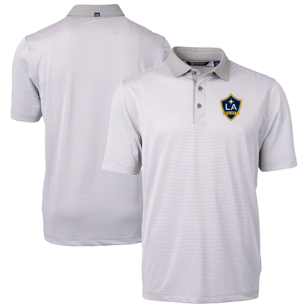 Men's Cutter & Buck Gray LA Galaxy Virtue Eco Pique Micro Stripe Recycled Polo