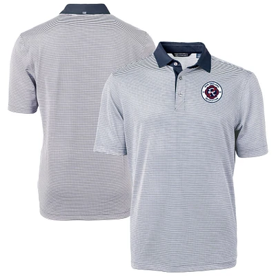 Men's Cutter & Buck Navy New England Revolution Big Tall Virtue Eco Pique Micro Stripe Recycled Polo
