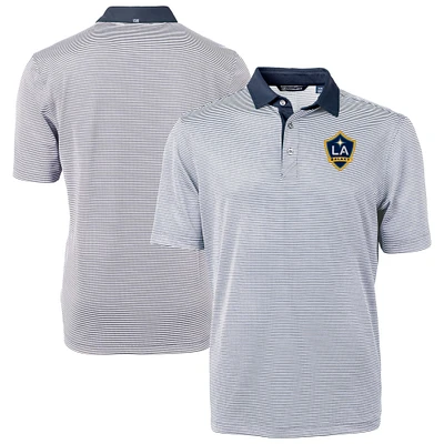 Men's Cutter & Buck Navy LA Galaxy Big Tall Virtue Eco Pique Micro Stripe Recycled Polo