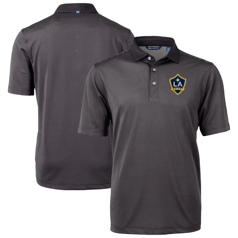Men's Cutter & Buck Black LA Galaxy Big Tall Virtue Eco Pique Micro Stripe Recycled Polo