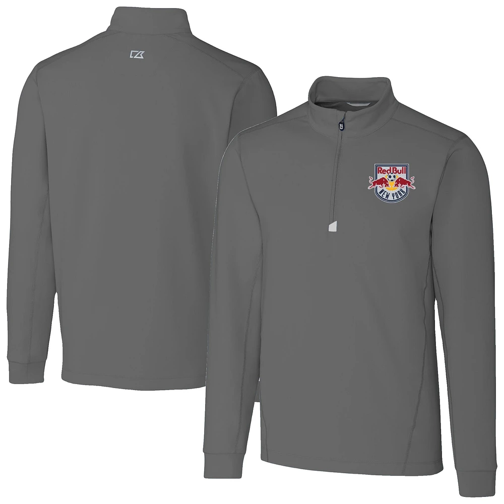 Men's Cutter & Buck Gray New York Red Bulls Traverse Stretch Eco Quarter-Zip Pullover Top