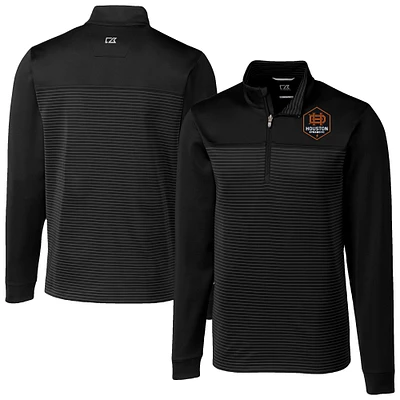 Men's Cutter & Buck Black Houston Dynamo FC Big Tall Traverse Stretch Eco Stripe Quarter-Zip Pullover